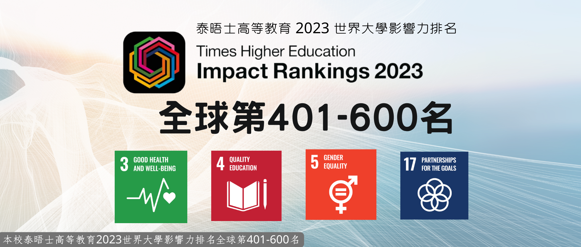 THE 2023世界大學影響力排名 全球401-600